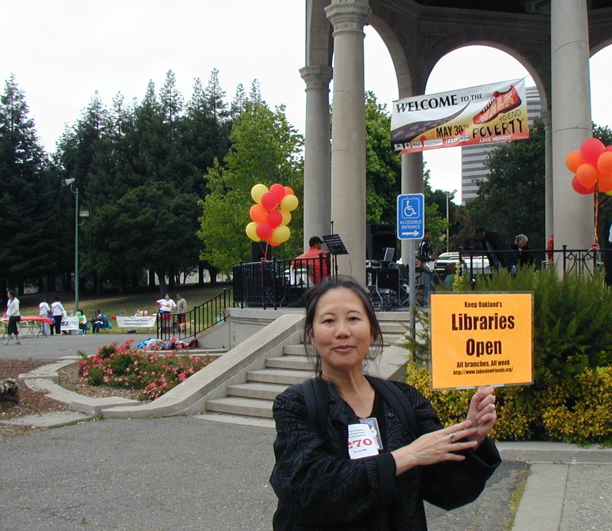 Author Teresa LeYung-Ryan walks for libraries at 2009 Walk to End Poverty in Oakland CA